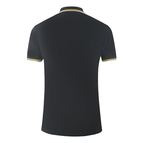 Aquascutum Twin Tipped Collar Brand Logo Black Polo Shirt